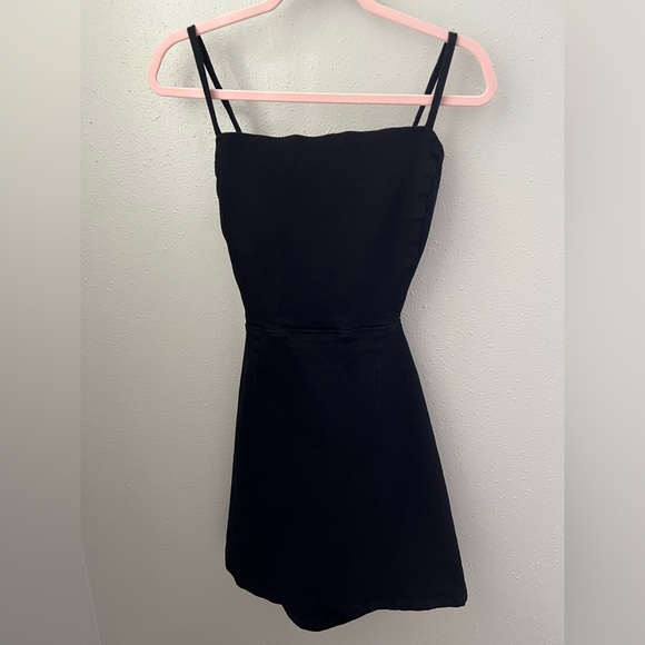 Reformation Kate Tie Back Denim Mini Dress in Black Size 12 - Picture 4 of 10